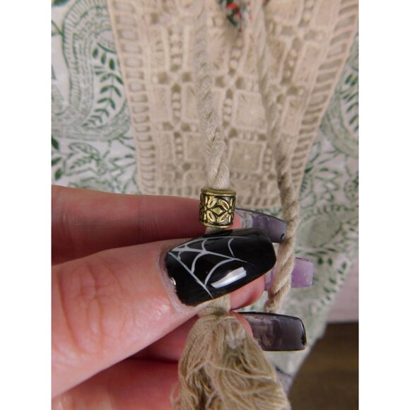 DR2 Boho Peasant Blouse Vintage Style Crochet Floral Print Top M - Picture 4 of 12